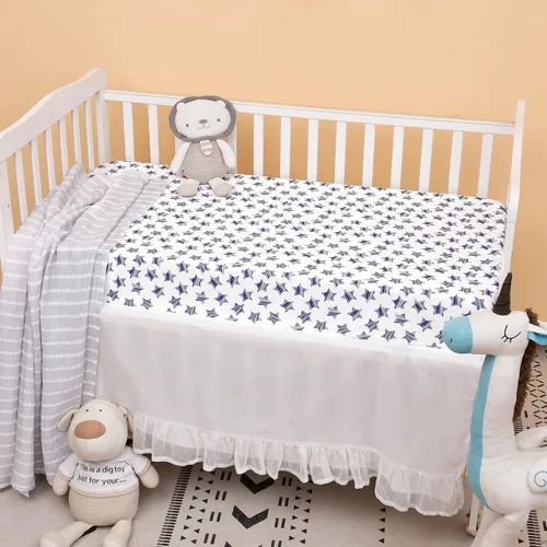 Miniatura 3 de PHF Paquete de 3 sábanas ajustadas para cuna, sedosas, cómodas, transpirables, para niños y niñas, neutrales, 28 x 52 pulgadas, se adapta a Espacio