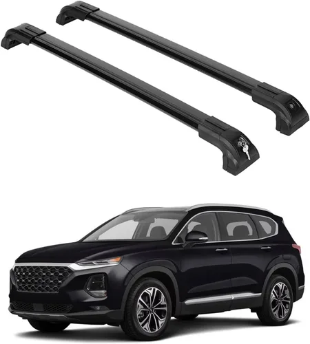 Miniatura 15 de ERKUL Barras Transversales de Techo para Hyundai Santa Fe 2013-2018 Barras Transversales de Aluminio con Cerradura Antirrobo para Techo Negro