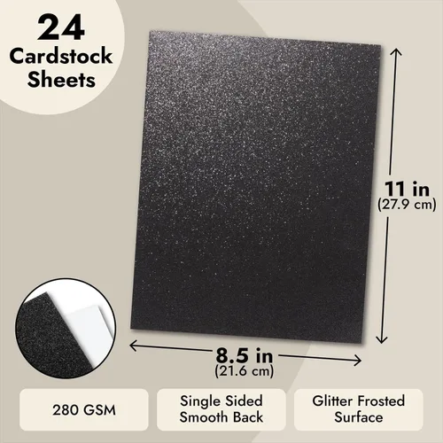 Miniatura 4 de Bright Creations Papel de cartulina negra con purpurina – Acabado brillante para álbumes de recortes y papel de manualidades – Cartulina negra
