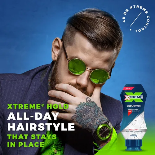 Miniatura 6 de Xtreme Gel Seduction Styling Hair Gel para hombres con aloe vera y control de 48 horas, botella exprimible de 9.17 onzas (paquete de 3)