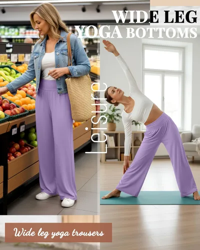 Miniatura 127 de Neer - Conjunto de 3 pantalones de yoga de pierna ancha para mujer - Pantalones deportivos cómodos, holgados, de cintura alta y casuales