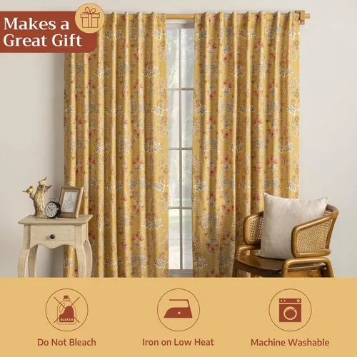 Miniatura 5 de Maison d' Hermine - Cortinas de 100% algodón, dos paneles, con filtro de luz, para sala de estar, dormitorio, con varilla y bolsillos de presillas