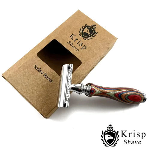 Miniatura 4 de Maquinilla de afeitar de seguridad con mango de madera larga para hombres y mujeres, maquinilla de afeitar manual de doble filo, se adapta a todas