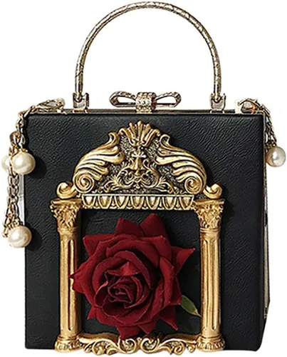 QZUnique Bolso de noche con diseño de ángel de amor en relieve para mujer, bolso cruzado con cierre de lazo, bolso de hombro barroco