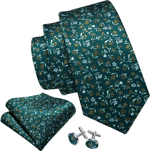 Miniatura 24 de Barry.Wang Corbatas de seda para hombre, diseño de lunares, gemelos cuadrados de bolsillo, gemelos para negocios, boda