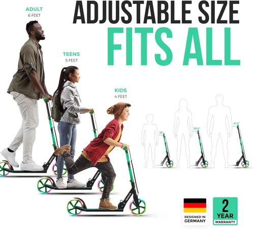 Miniatura 5 de APOLLO Patín plegable para adultos, adolescentes y niños a partir de 6 años con ruedas grandes (XXL), scooters plegables con opciones de rueda