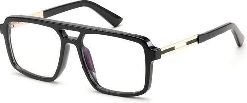 FEISEDY Gafas de luz azul retro estilo aviador para hombres y mujeres, armazón cuadrado, para lectura en computadora/TV/teléfonos B0209