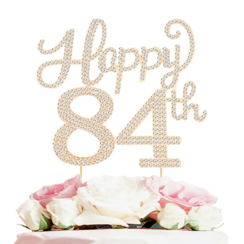 Miniatura 13 de LASKYER Decoración de feliz cumpleaños número 10, decoración de pastel de diamantes de imitación dorados de 10º cumpleaños – Letrero de metal