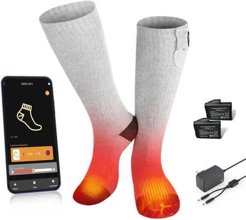 Miniatura 11 de SAVIOR HEAT Calcetines térmicos para hombres y mujeres con control por aplicación, batería recargable, calefacción eléctrica, calcetines para esquí