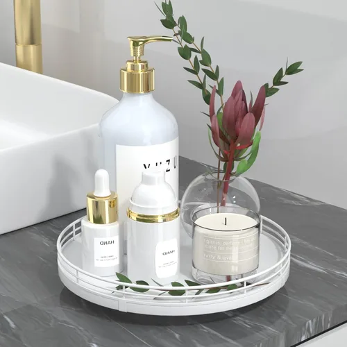 Miniatura 42 de Bandeja de baño de madera de roble de 12 pulgadas para mostrador, bandeja de tocador para perfume, loción, velas, maquillaje, joyería, fregadero