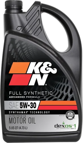 Aceite de motor K&N: Aceite de motor sintético 5W-30: Protección premium, alto kilometraje, 5 cuartos de galón