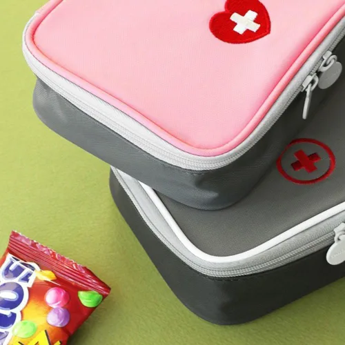 Miniatura 8 de Kit de primeros auxilios portátil rosa, mini bolsa médica de emergencia, tamaño de viaje, para automóvil, hogar, oficina, viajes, camping, deportes