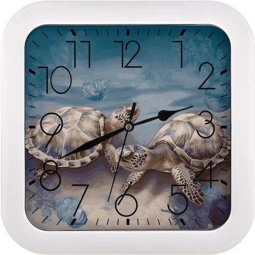 Miniatura 19 de 10" Square Modern Wall Clock,Americana Flag Deer Print Kitchen Clocks Wall Battery Operated,Silent Non Ticking Unique Funny Cute Wall Clock for