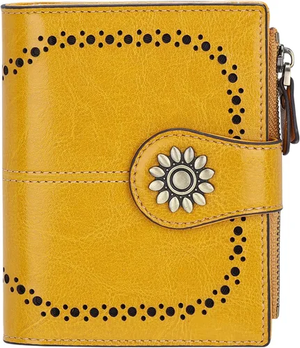 Miniatura 14 de Lavemi Cartera de Piel para Mujer Pequeña Compacta con Bloqueo RFID Estuche para Tarjetas de Crédito Monedero con Bolsillo con Cremallera Small