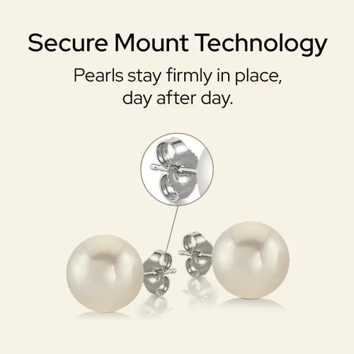 Miniatura 22 de THE PEARL SOURCE Round White Freshwater Real Pearl Earrings for Women - 14k Gold Stud Earrings Hypoallergenic Earrings with Genuine Cultured Pearls