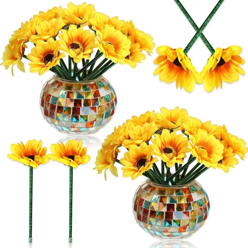 Miniatura 7 de Chinco 16 bolígrafos de girasol, flores artificiales, bolígrafos creativos de tinta de gel de girasol de 0.028 in, bolígrafo de escritura de flores