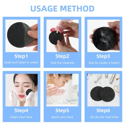 Miniatura 6 de Esponjas faciales comprimidas de celulosa natural, esponja facial de forma redonda, para limpieza facial, exfoliación y eliminación de maquillaje