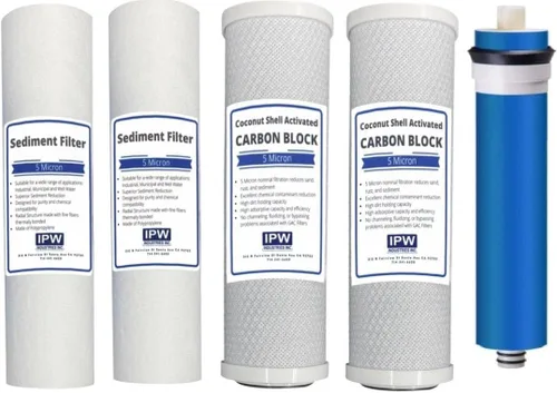 IPW Industries Inc. - Reemplazo del filtro de agua de ósmosis inversa - Compatible con sigilo hidrológico RO100, membrana RO prefiltro de sedimentos