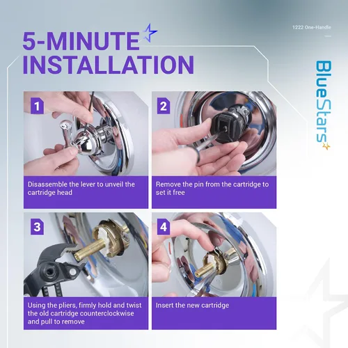 Miniatura 6 de BlueStarts 1222 - Cartucho de grifo de una manija de alta calidad, compatible con grifos PosiTemp de una manija Moen y ducha de bañera Moen