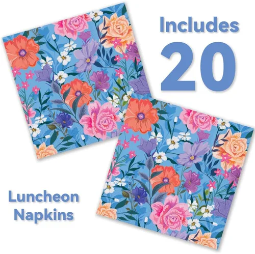 Miniatura 3 de Stonehouse Collection Platos y servilletas de papel floral azul 20 platos de papel de 9 pulgadas y 20 servilletas 40 piezas en total