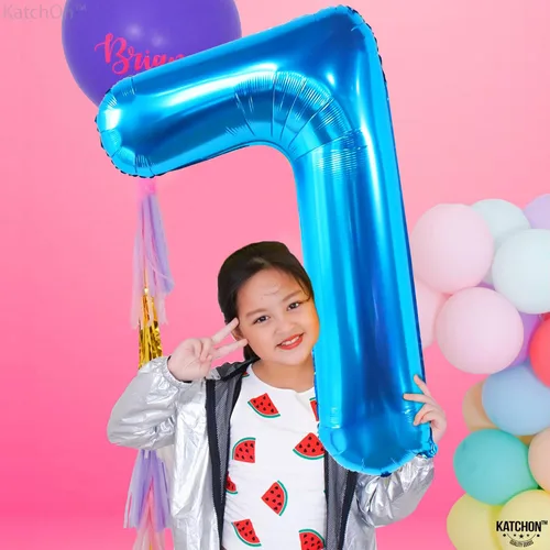 Miniatura 1006 de KatchOn, Globo grande azul número 2 de 40 pulgadas Decoraciones de cumpleaños de Baby Shark para niño de 2 años Globo azul número 2 Globo