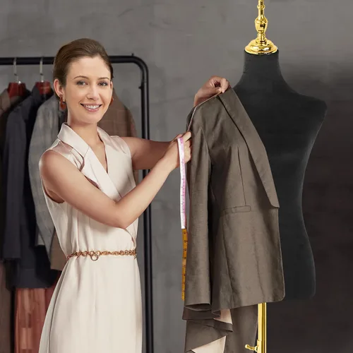 Miniatura 9 de Maniquí femenino cuerpo oro trípode soporte,Altura ajustable Maniqui para Ropa,Maniquí de forma de vestido
