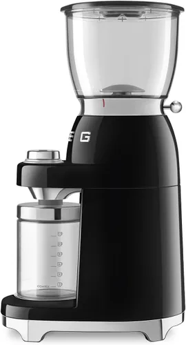 Miniatura 5 de SMEG CGF11 Molinillo de Café Estilo Retro – Molino de Fresas con 30 Ajustes de Molienda, Fresas Cónicas de Acero Inoxidable, Tolva Extraíble – Negro