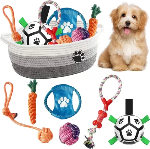 Miniatura 14 de Balón de fútbol para perros, juguetes interactivos para tira y afloja, regalos de cumpleaños para cachorros, juguete de remolcador, juguete de agua