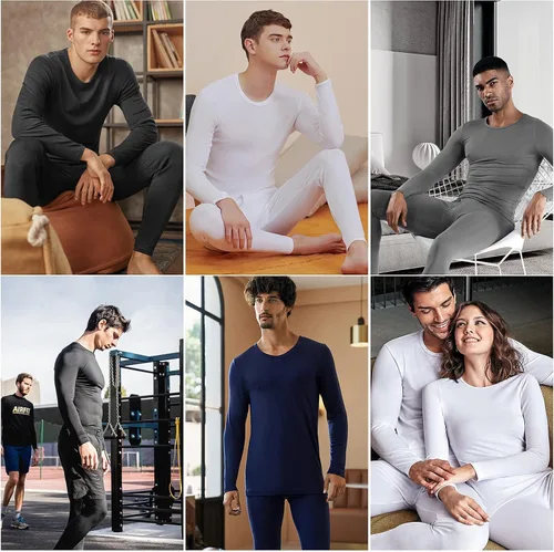 Miniatura 7 de WEERTI Ropa interior térmica para hombre, capa base de tela polar con forro polar