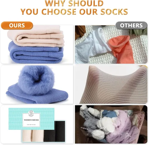 Miniatura 6 de 4 pares de calcetines térmicos gruesos para mujer, para clima frío extremo, calcetines cálidos de invierno, calcetines suaves y acogedores con caja