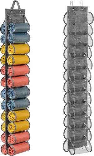 Miniatura 9 de Lirex Organizador de almacenamiento de leggings de yoga con 24 bolsillos, organizador plegable de tela Oxford para colgar en el armario, camisas