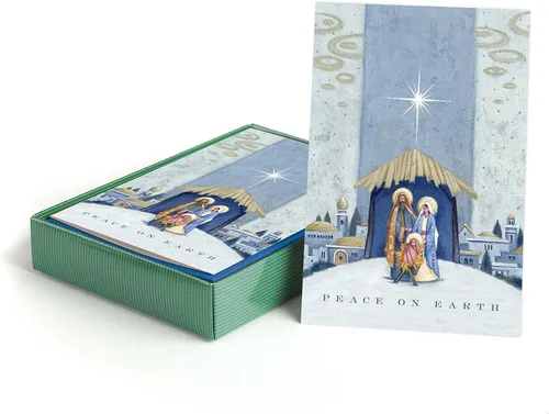 Miniatura 16 de Tarjetas navideñas religiosas de la Virgen y el Niño de Masterpiece / Juego de 16 tarjetas festivas cristianas en caja con acentos de lámina dorada