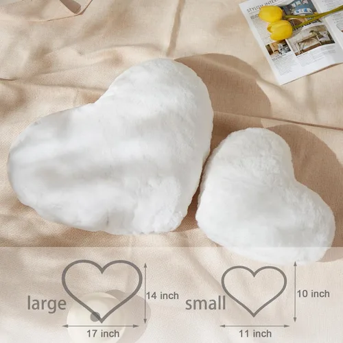 Miniatura 3 de YRXRUS Almohadas de corazón, almohada en forma de corazón, almohada blanca con forma de corazón para regalos, almohadas con forma para ella, niños