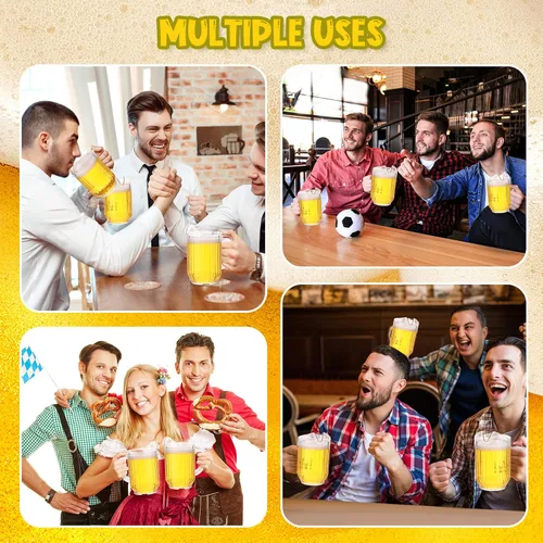 Miniatura 5 de Rtteri - Paquete de 16 jarras de plástico transparente de 32 onzas a granel, mini jarras de bebidas con asa y boquilla para agua, cerveza, limonada