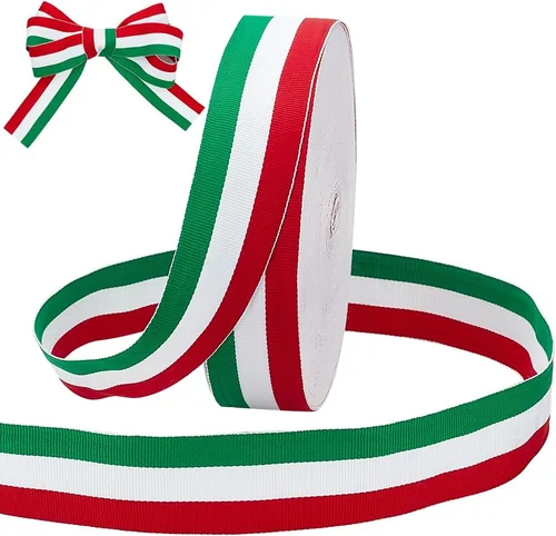 Miniatura 9 de PH PandaHall Cinta de rayas rojas, blancas y verdes, de 50 yardas, bandera italiana, cinta patriótica, decoraciones navideñas italianas, cintas