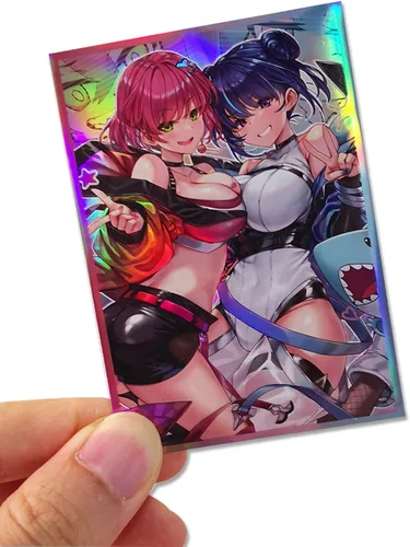 Miniatura 4 de 50 unidades de fundas holográficas parpadeantes (gemelas pintadas diferentes) de carga superior, protector de mazo para cartas de comercio