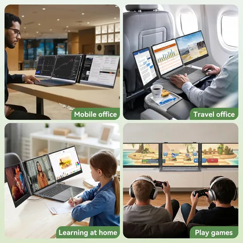 Miniatura 8 de Blackview DCM8 - Extensor de pantalla triple para laptop, pantalla externa portátil 1080P FHD IPS de 15.6 pulgadas, dos cables USB C de viaje