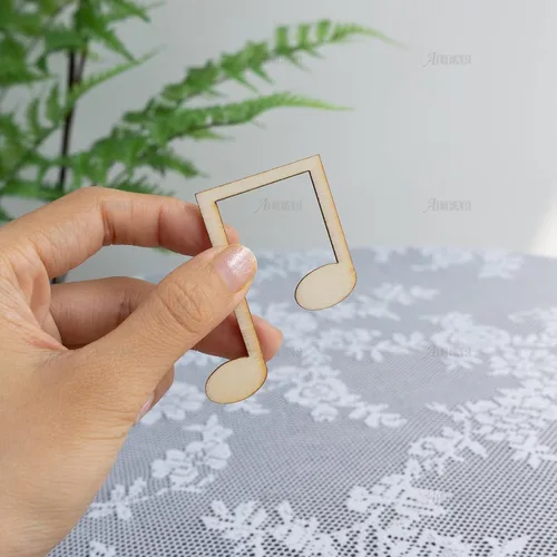 Miniatura 6 de AUEAR, Paquete de 60 notas musicales con recortes de madera, mini notas musicales, adornos de madera, rebanadas sin terminar para manualidades