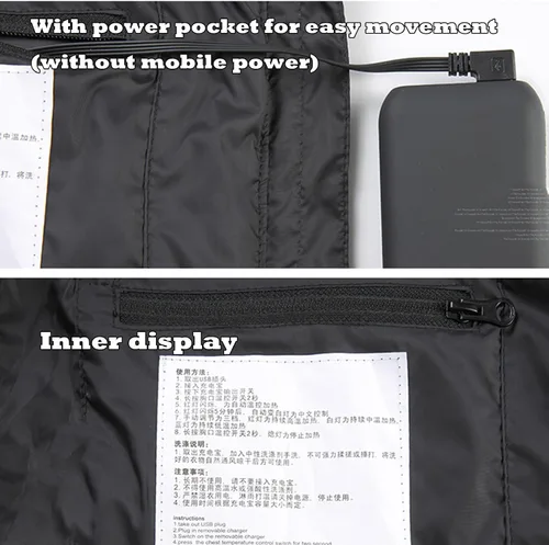 Miniatura 6 de Chaleco térmico con capucha de talla grande para hombres y mujeres, sudadera con capucha de calentamiento de invierno con gorro desmontable