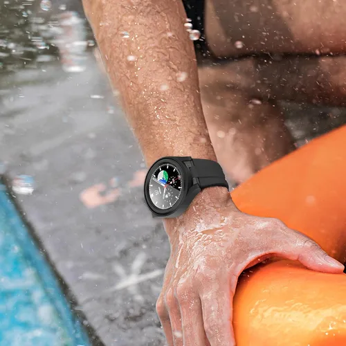 Miniatura 6 de Paquete de 8+8 protectores de pantalla para Samsung Galaxy Watch 6 de 1.693 in y funda, película protectora de vidrio templado antivaho