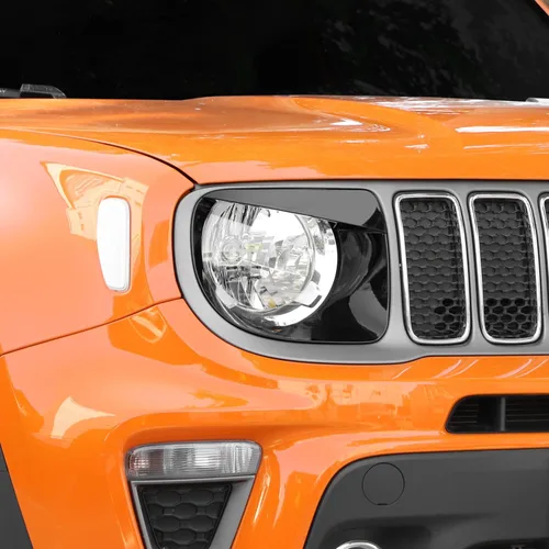 Miniatura 7 de CheroCar Cubierta para faro delantero, biseles de faros delanteros, anillo para Jeep Renegade 2019-2024, color negro