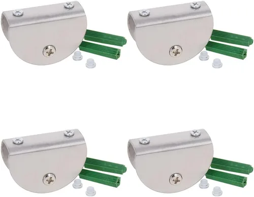 Miniatura 22 de MroMax 12PCS 1.1" x 0.87" x 0.47" (LxWxH) Soporte de estante de vidrio semicírculo ajustable acero inoxidable puerta gabinete clip plateado