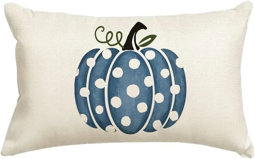 Miniatura 11 de RABUSOFA Dark Blue Polka Dot Pumpkin Fall Pillow Covers,Seasonal Autumn Thanksgiving Decorative Throw Pillows Fall Decorations for Home Couch Decor