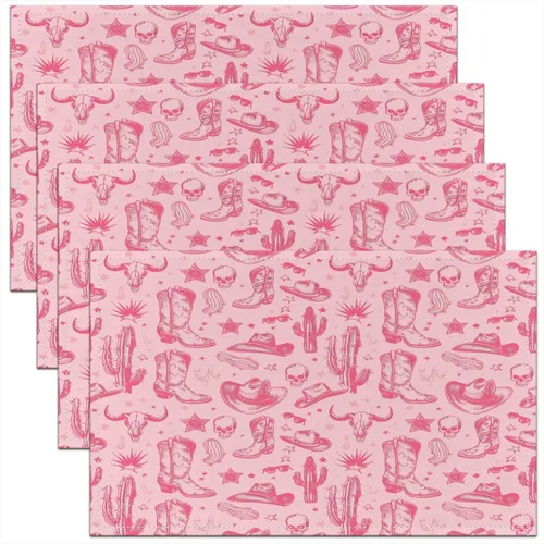 Miniatura 34 de jejeloiu Juego de 4 manteles individuales decorativos de hongos de 18 x 12 pulgadas, manteles individuales de mesa con diseño de hongos de dibujos