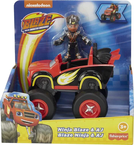 Miniatura 6 de Fisher-Price Blaze and the Monster Machines - Juego de figuras y camión de juguete, Ninja Blaze y AJ, juego de carreras preescolares a partir de 3