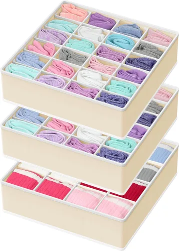 Miniatura 13 de Simple Houseware Organizador de Cajón de Calcetines para Cómoda/Armario/Dormitorio, Paquete de 3, Negro