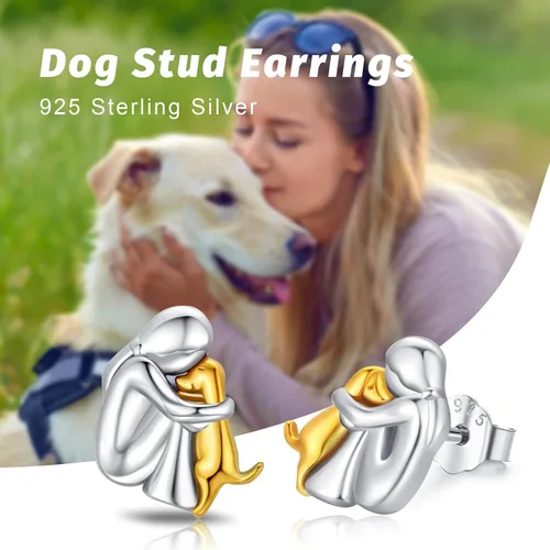 Miniatura 5 de Hypoallergenic Dog Earrings 925 Sterling Silver Cute Animal Dog Stud Earrings Dog Jewelry Gifts for Women Girls Pet Lover