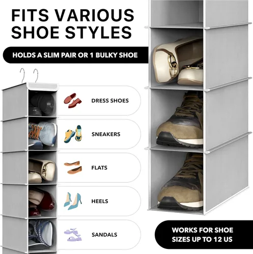 Miniatura 3 de Simple Houseware - Paquete de 2 organizadores colgantes con 10 estantes, color gris
