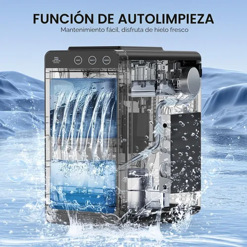 Miniatura 5 de COWSAR Encimera para hacer hielo, máquina de hielo portátil con autolimpieza, 26 libras/24 horas, 8 balas de hielo en 6 minutos con 2 tamaños