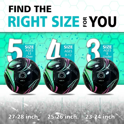 Miniatura 3 de MGZFEZN Youth Soccer Ball Size 3/4/5, Kids Outdoor Play Game Training Practice Soccer Ball for Teen Boy Girl Indoor Outdoor with 1 Pump 1 Net Bag